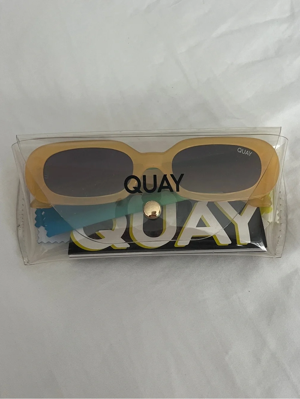 Quay Australia Yellow Oval-Rectangle Sunglasses with Gradient Lenses